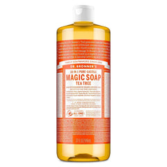 Dr. Bronner's Magic Pure Castile Liquid Soap Bodywash - Tea Tree - 32 fl oz: Vegan Cleanser, Normal Skin, Paraben-Free