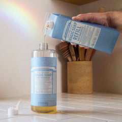 Dr. Bronner's Pure Castile Liquid Soap Bodywash Refill Carton - Unscented - 32 fl oz: Paraben-Free, Vegan, For Normal & Dry Skin