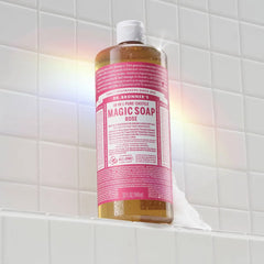 Dr. Bronner's Magic Pure Castile Liquid Soap Bodywash - Rose - 32 fl oz: Vegan, Contains Hemp Seed & Coconut Oil, Paraben-Free